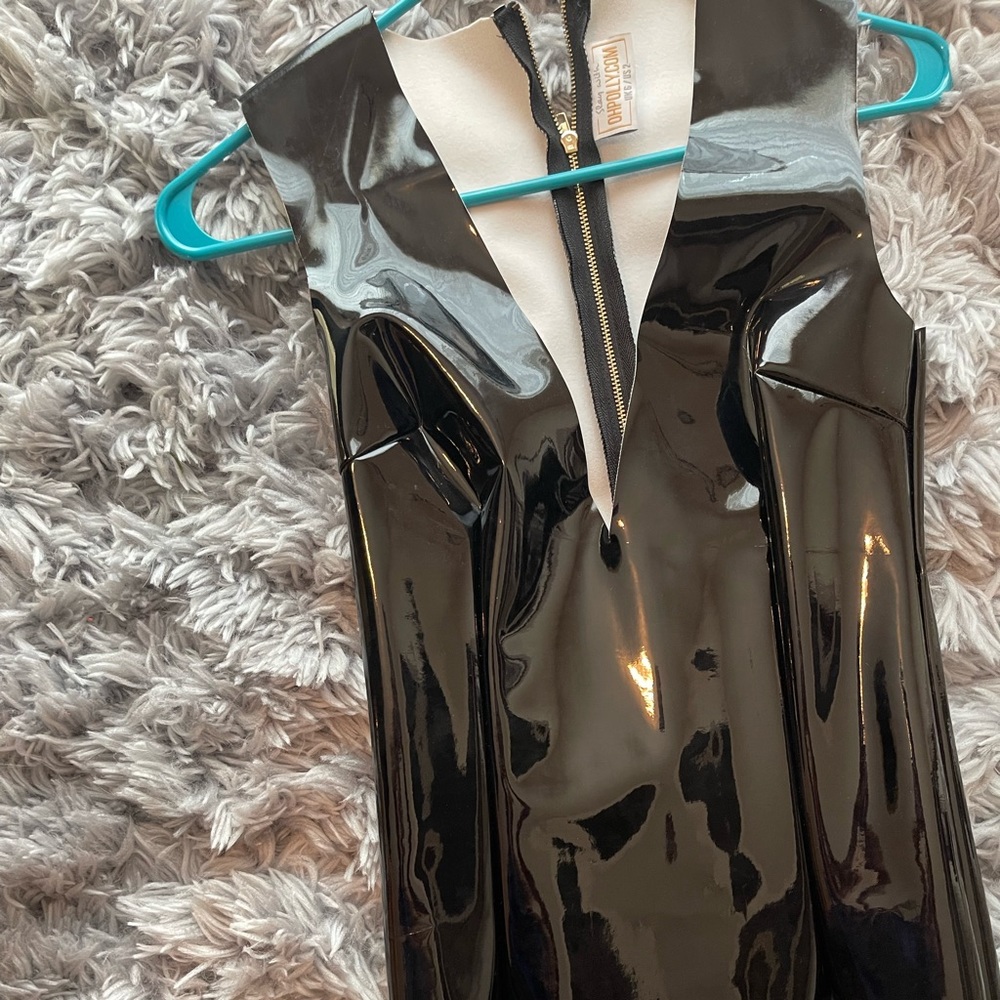 Vinyl black mini dress